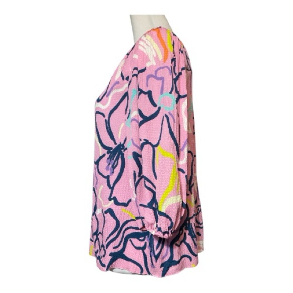 Tanya Taylor Camilla Squiggle Floral Silk Top Size 6 - Picture 3 of 6